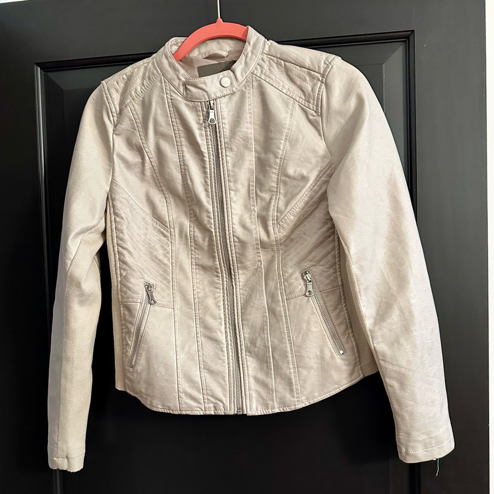 Maurices Light Tan Faux Leather Moto Jacket